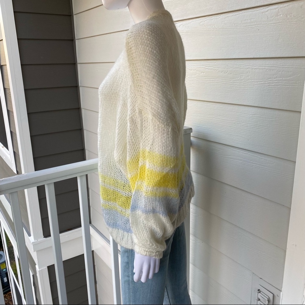 ANTHROPOLOGIE Florence Yellow and Blue Stripe Cardigan - Picture 2 of 6